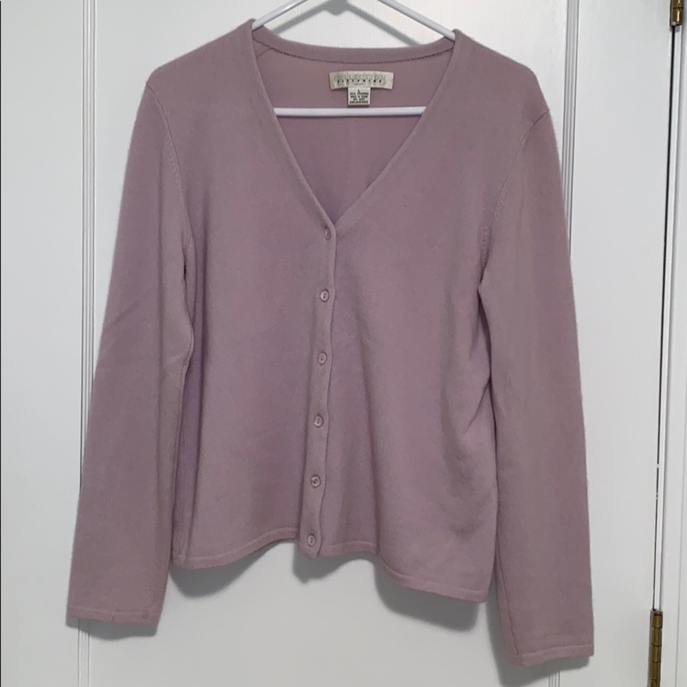 Lavender cashmere button down cardigan